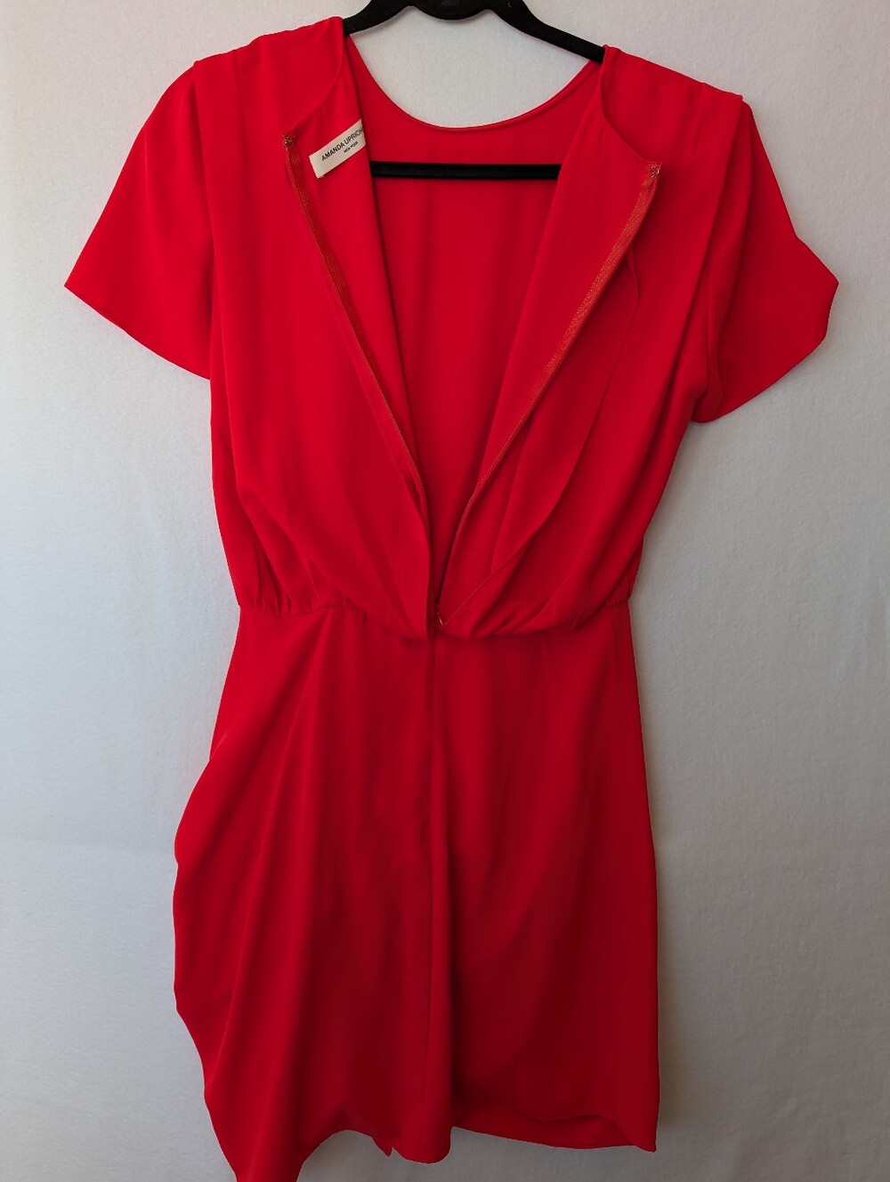 Amanda Uprichard Red Short-Sleeve Mini Dress with Rosette & Ruffle - Picture 9 of 11